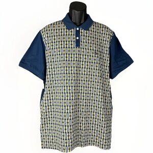 Original Penguin Geometric Cotton Jacquard Slim Fit Polo Blue Wing Teal Men’s XL